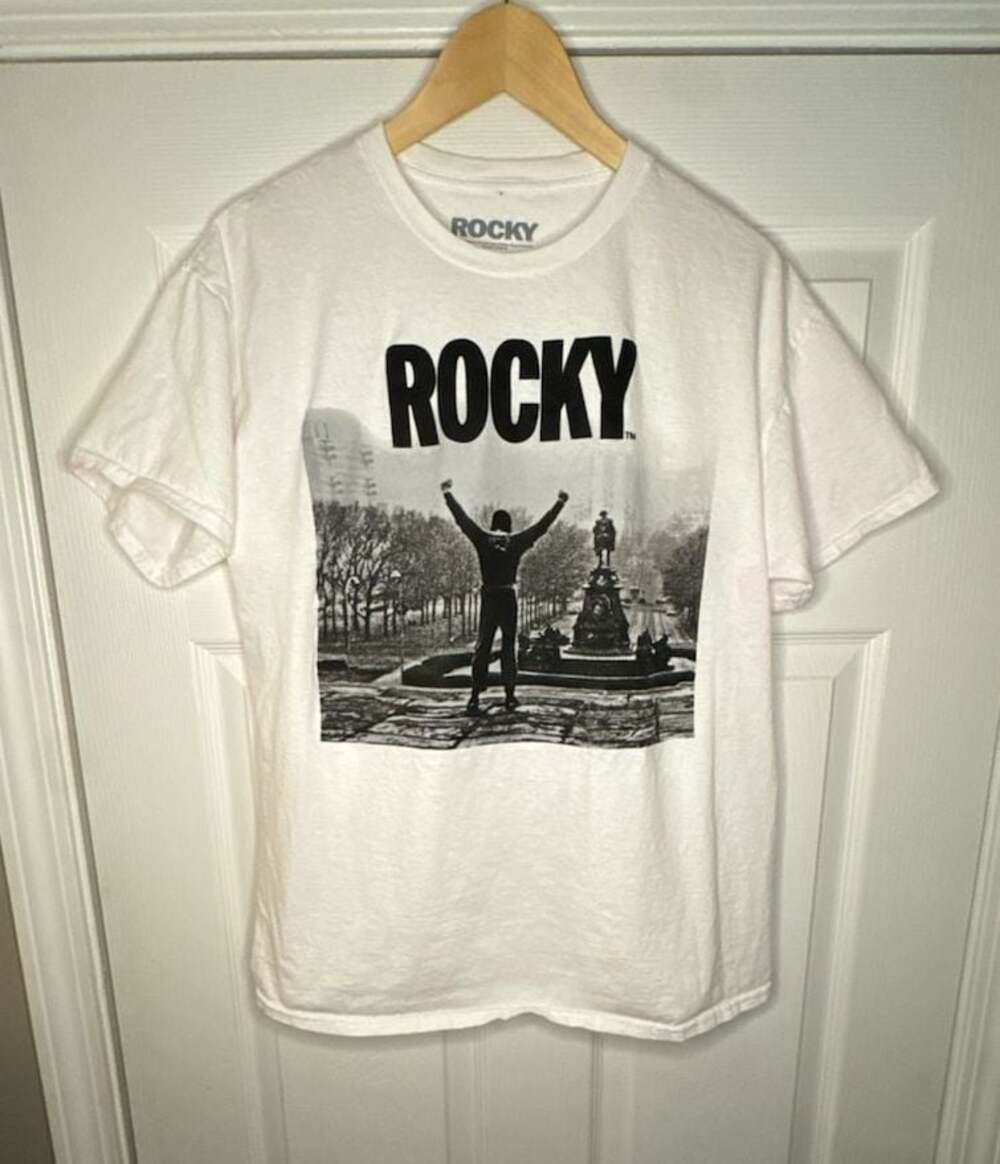 Rocky Balboa Steps Graphic T-Shirt White Size L